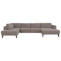 Wohnlandschaft Lumber Jack Taupe Velours - Taupe/Wengefarben, MODERN, Textil (201/348/169cm) - Trendmanufaktur
