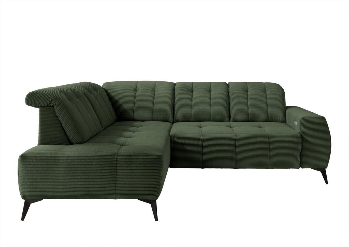 Ecksofa Mit Usb Anschluss Sano, Dunkelgrün,s: 200x261 Cm - Dunkelgrün/Schwarz, MODERN, Textil (200/261cm) - Livetastic