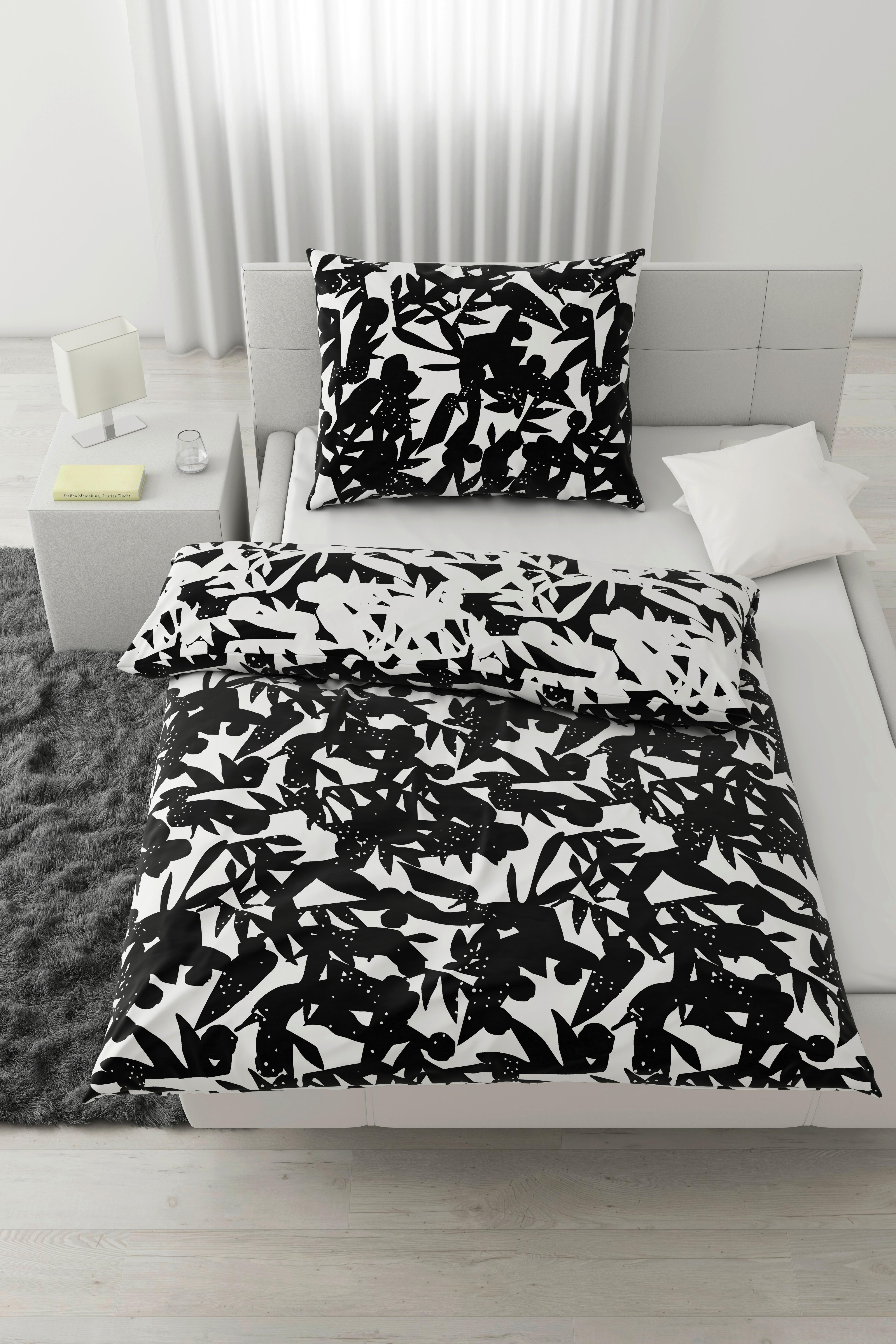 Obojstranná Posteľná Bielizeň Abstract Wende, 140/200cm - čierna/biela, Konvenčný, textil (140/200cm) - Modern Living