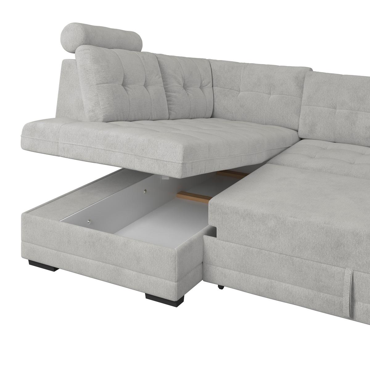 Ecksofa mit Schlaffunktion Falco new Silber 183x251 cm - Silberfarben/Schwarz, KONVENTIONELL, Textil (183/251cm) - Ondega