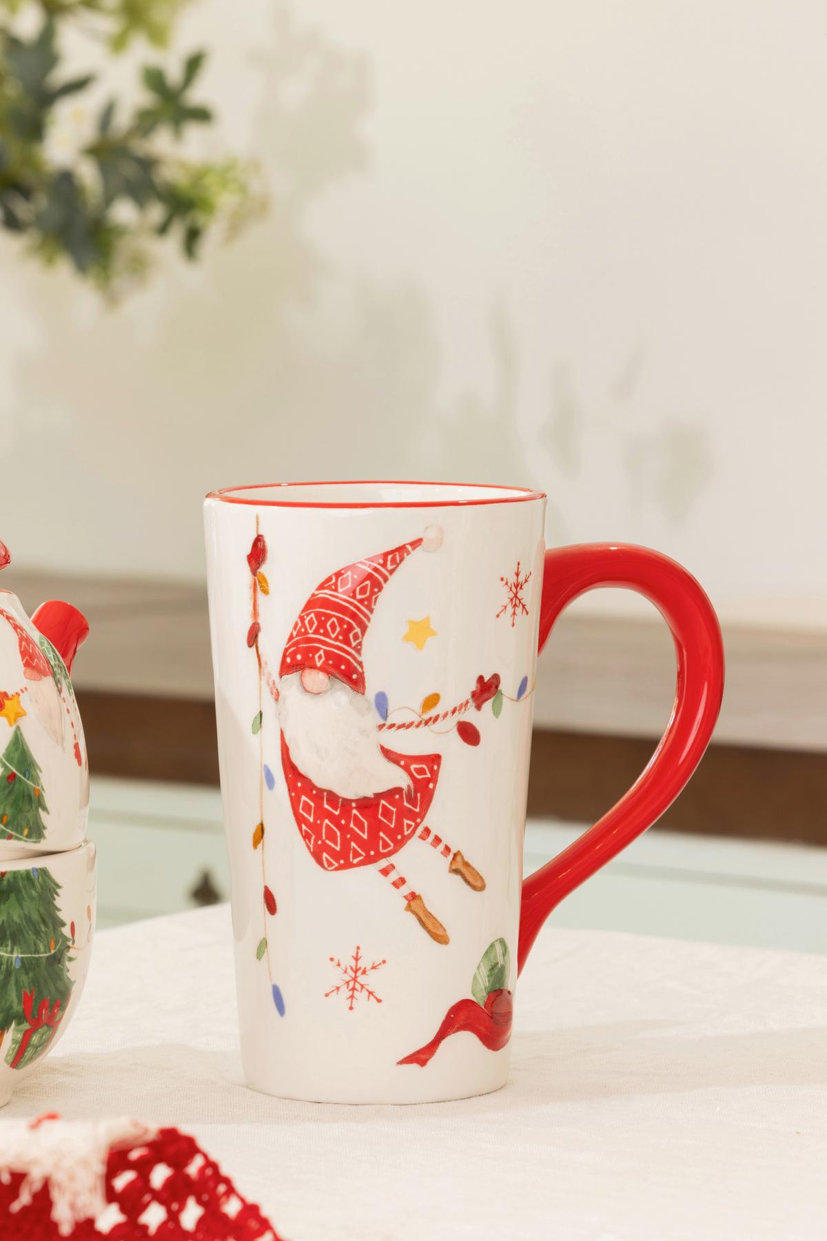 Csésze Christopher Kb. 550ml - piros/fehér, Konventionell, kerámia (9/15cm) - Luca Bessoni