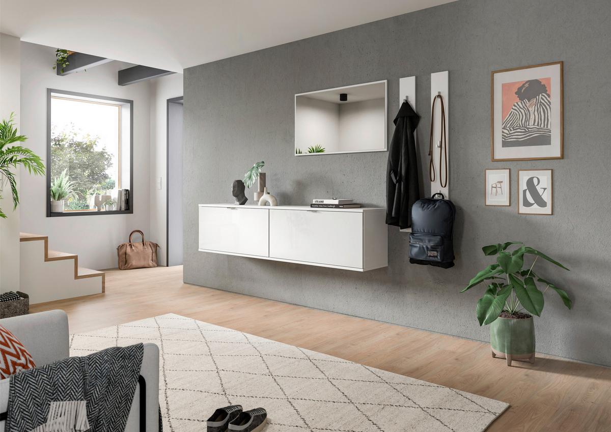 Garderobenpaneel Projekt X Weiß T: 13 cm - Weiß Hochglanz/Weiß, Design, Holzwerkstoff (13cm) - Livetastic