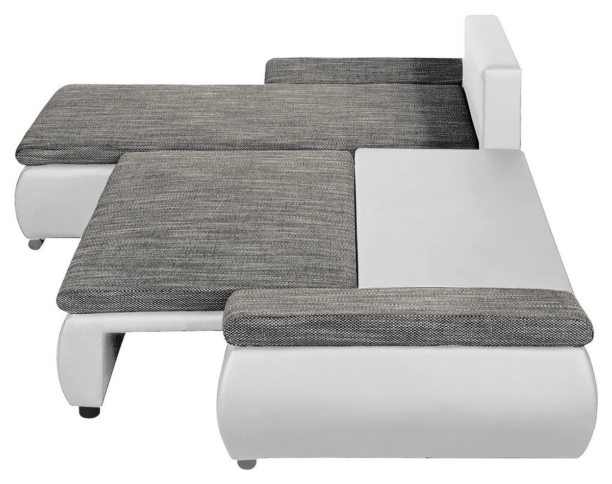 Ecksofa Acra Grau, Weiß B: 266x175 Cm - Chromfarben/Schwarz, Design, Textil (266/175cm) - Livetastic