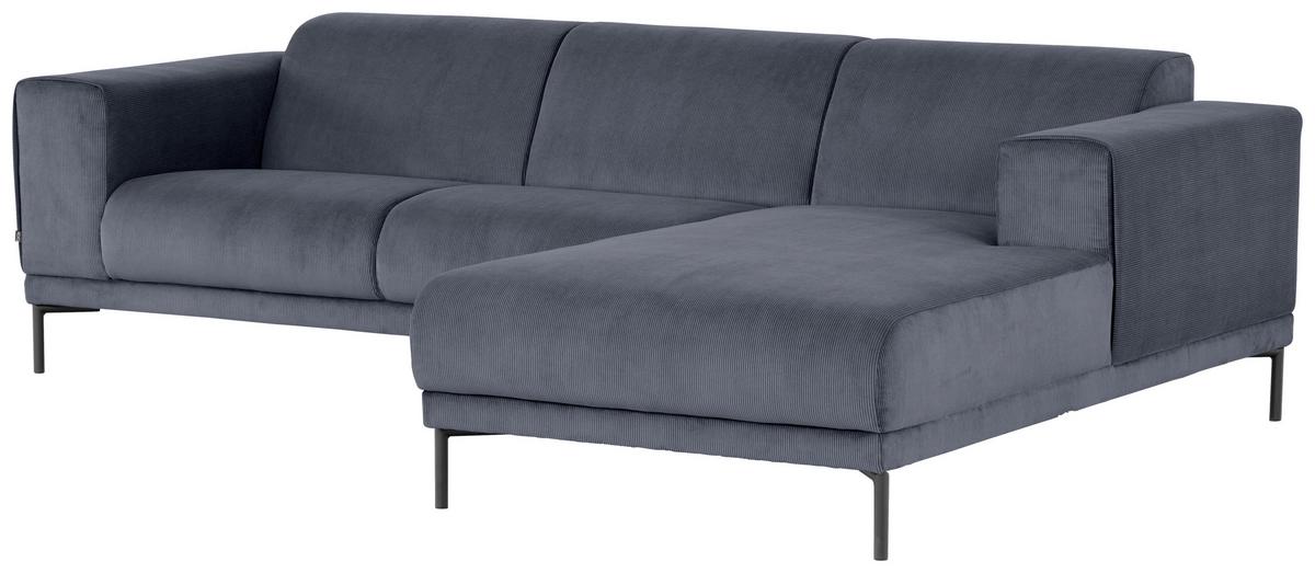 Ecksofa Erno Graublau S: 262 Cm - Graublau/Schwarz, Design, Textil (262/183cm) - MID.YOU