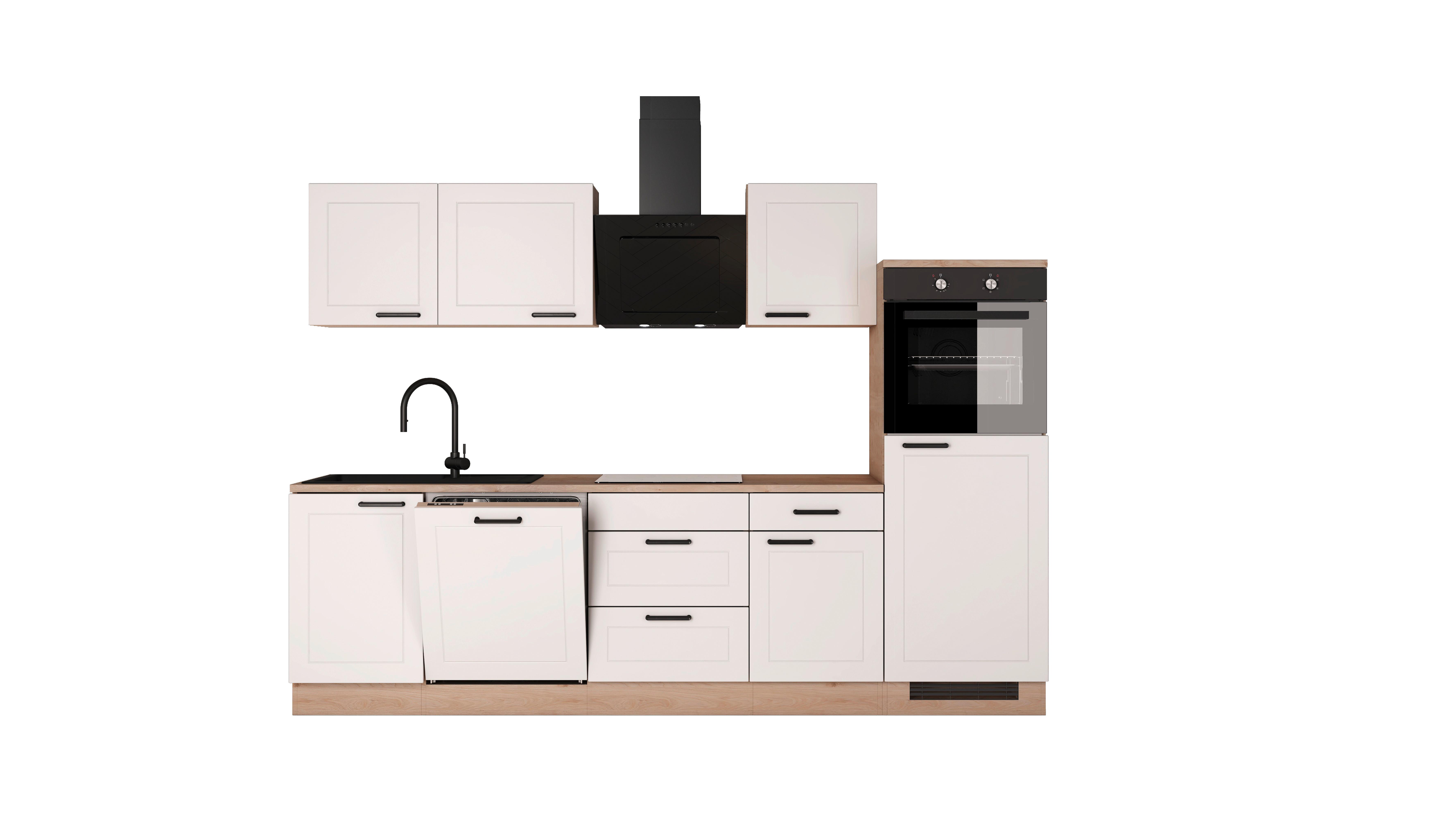 Kuchynský blok JULIA bez spotrebičov a drezu - čierna/biela, Romantik / Landhaus, kov/kompozitné drevo (280/200/60cm)