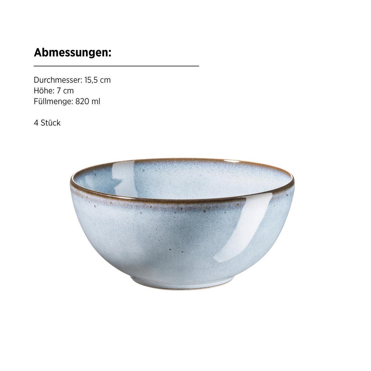 Frühstücksservice Smoky's Steinzeug, Blau, 12-teilig - Blau, Basics, Keramik - Mäser