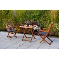 Gartentischgruppe Rio 3 -Teilig. Grün/Naturfarben - Eukalyptusholzfarben/Grau, KONVENTIONELL, Holz/Textil - Gardenson