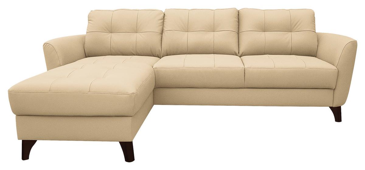 Ecksofa Nordic Beige S: 168x238 cm - Beige/Buchefarben, Design, Leder/Textil (168/238cm) - Livetastic