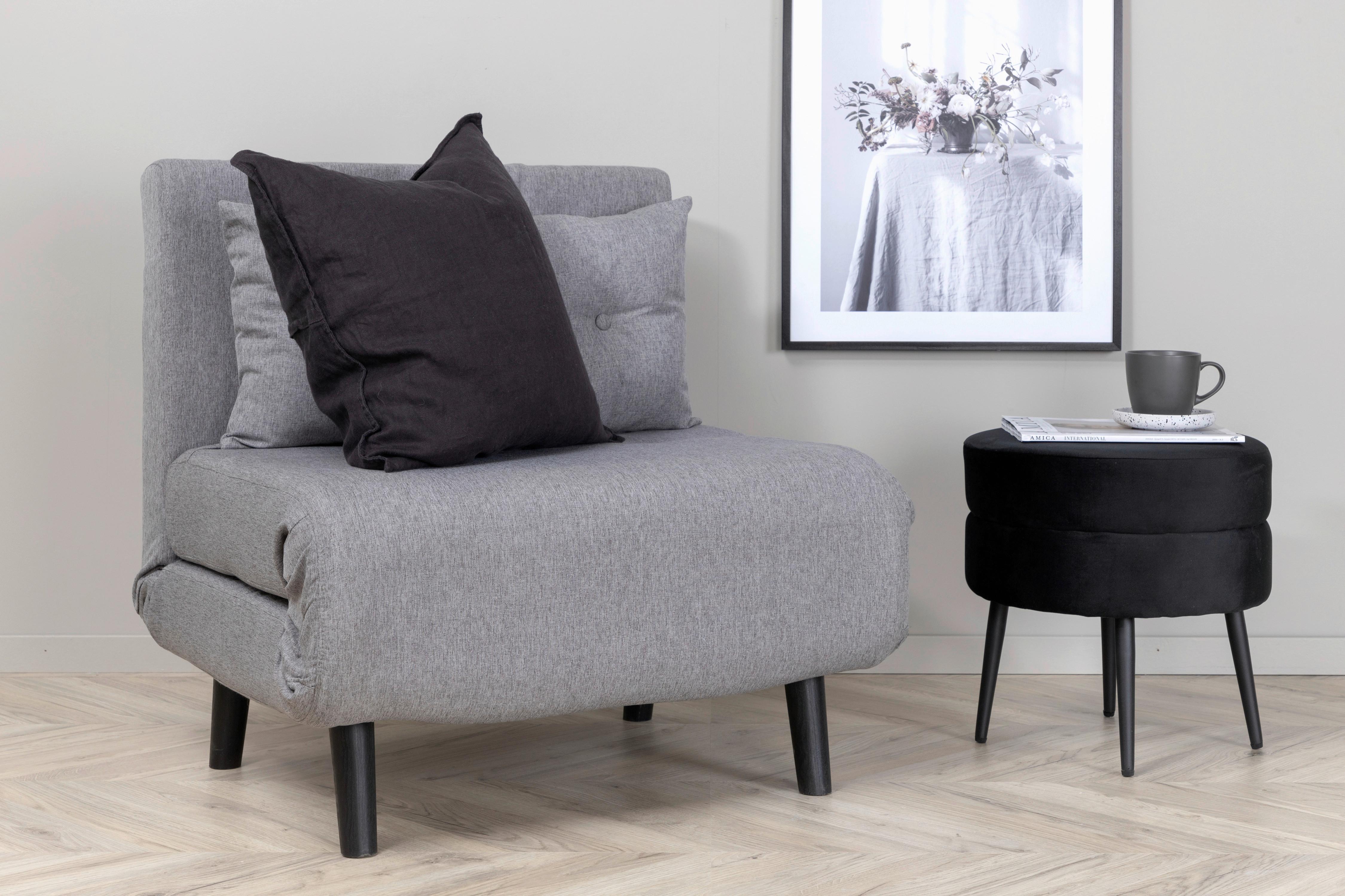 Schlafsessel Vicky - Schwarz/Grau, Design, Textil/Metall (70/88/80cm) - Livetastic