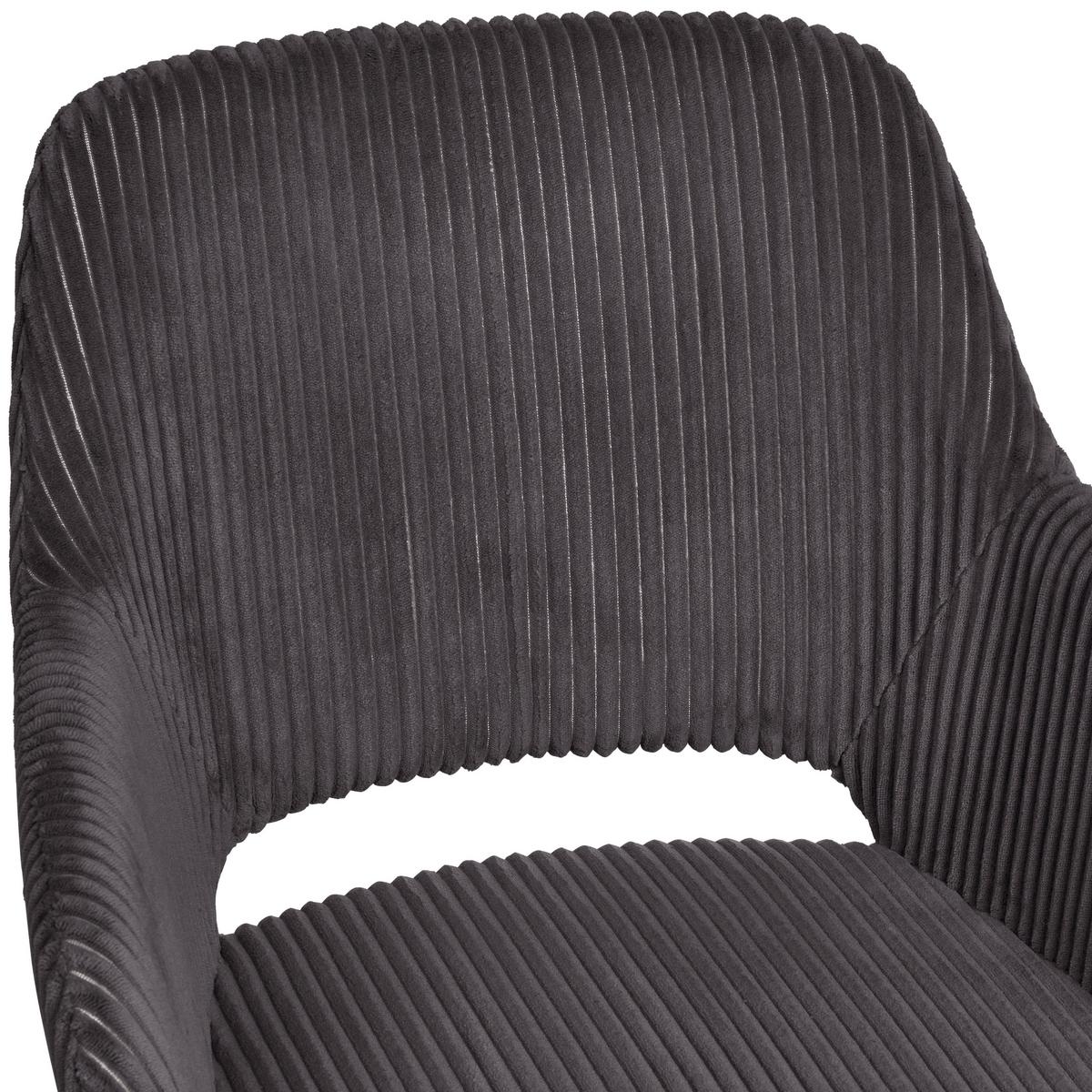 Armlehnstuhl Pina Cord Grau, B: 57 Cm - Schwarz/Grau, KONVENTIONELL, Holz/Textil (57/83.5/63cm) - MID.YOU