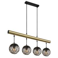 Hängeleuchte 15659-4h H: 120 Cm 4-Flammig, Rauchfarben - Goldfarben/Schwarz, KONVENTIONELL, Kunststoff/Metall (90/15/120cm) - Globo