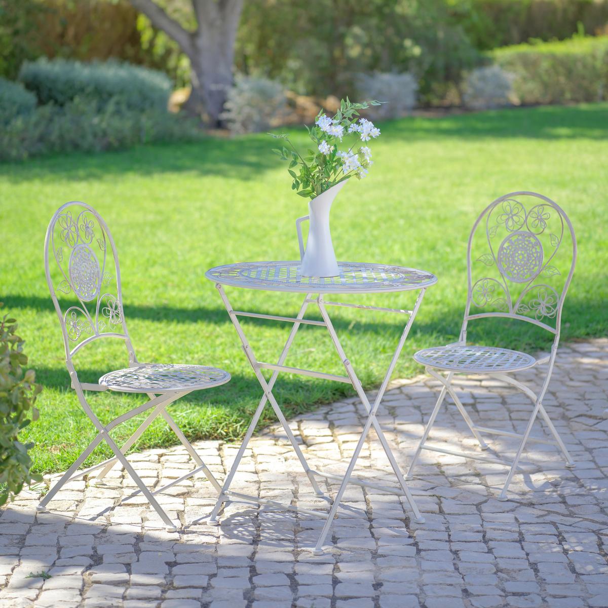 Balkonmöbel Set Malta aus Eisen - Weiß, MODERN, Metall - Ondega