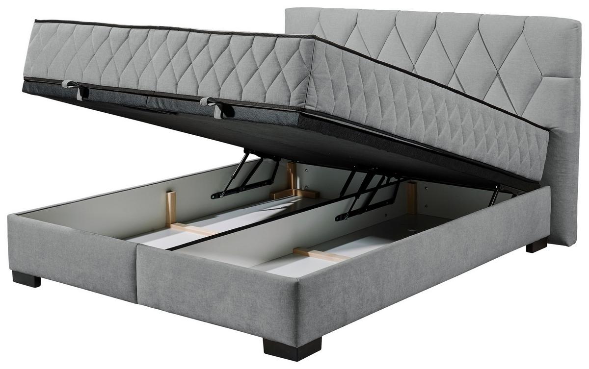 Boxbett Mit Bettkasten 160x200 Nagol - Anthrazit/Schwarz, MODERN, Holzwerkstoff/Textil (160/200cm) - MID.YOU