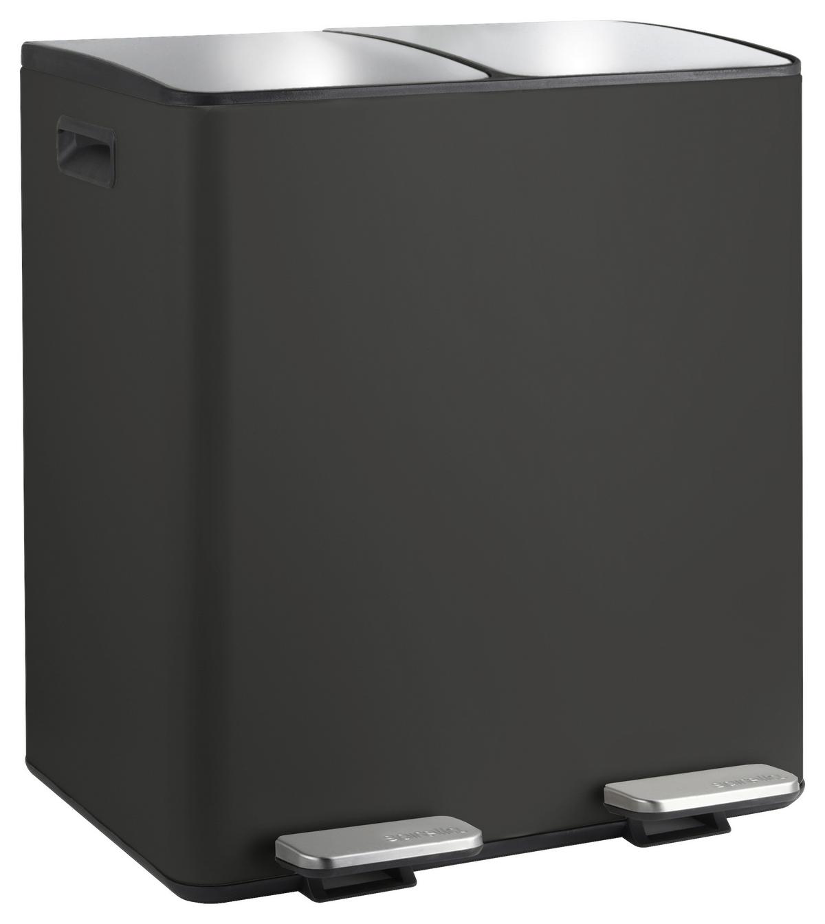 Treteimer Aliya 40l Schwarz Metall Lbh: 45x30x51 Cm - Schwarz, Basics, Kunststoff/Metall (45/30/51cm) - Spirella