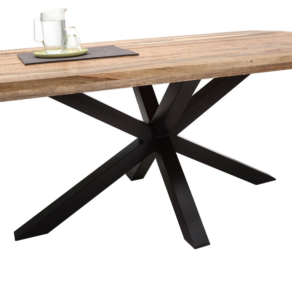 Esstisch Veneti 200x77x100cm Mangoholz/schwarz - Schwarz, MODERN, Holz/Metall (200/77/100cm) - MID.YOU