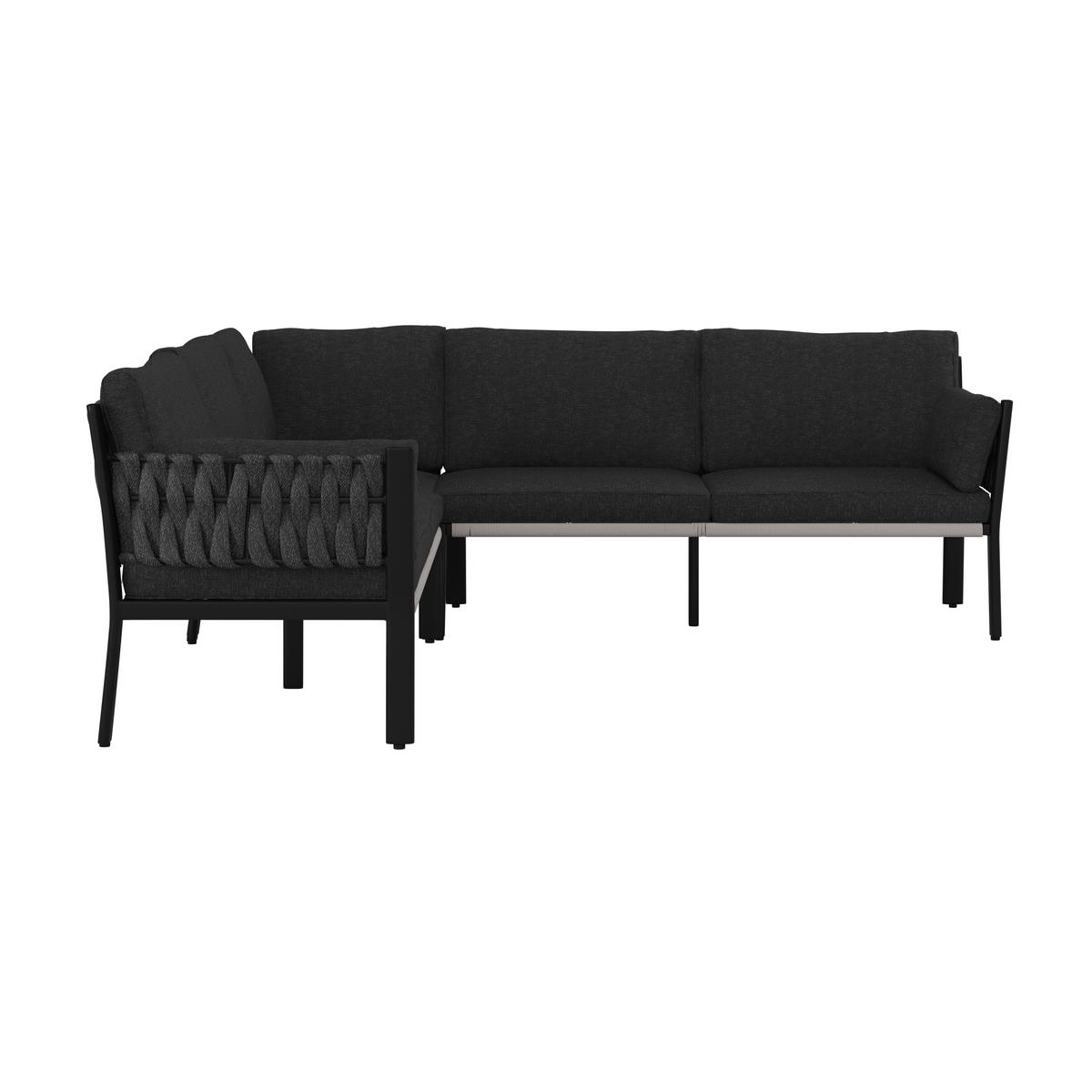 JEDÁLENSKÁ TERASOVÁ SÚPRAVA ELISA - čierna/sivá, Modern, kov/textil (238/74/75cm) - Bessagi Garden