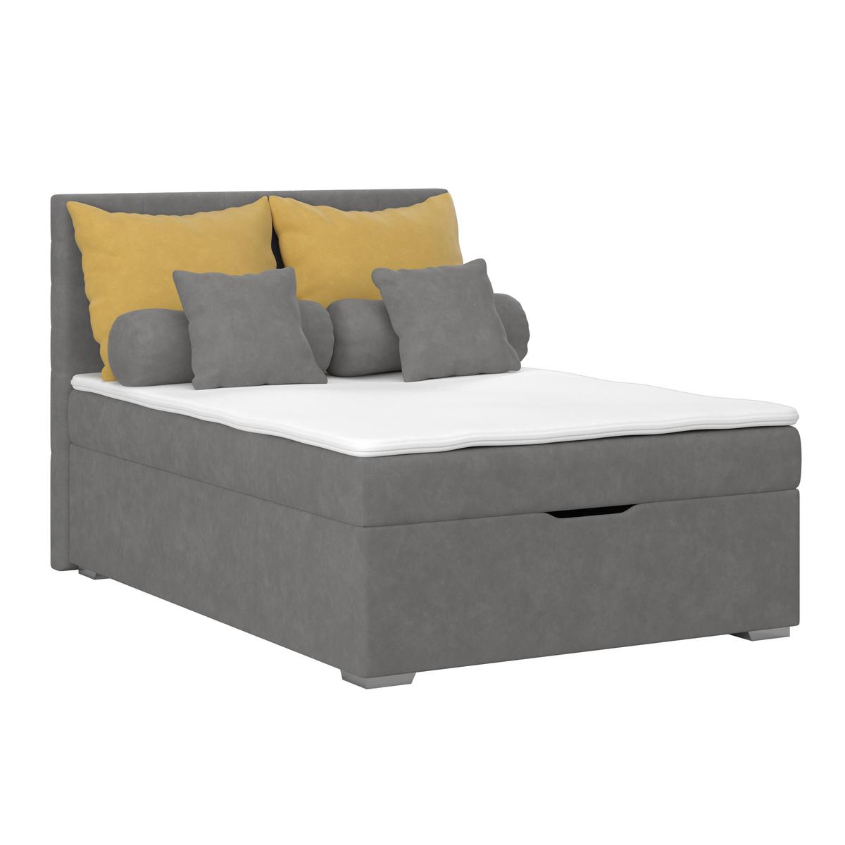 Kárpitozott Ágy Adria 140/200cm - sötétszürke, Konventionell, textil/fa (140/200cm)