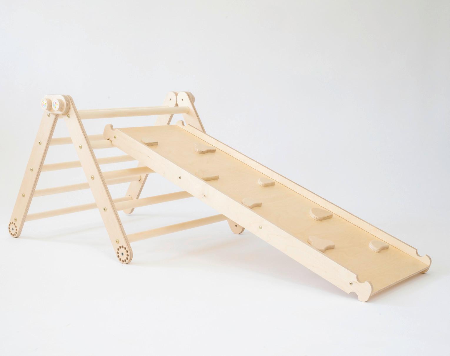 Kletterdreieck mit Rutsche natur - Birkefarben, Basics, Holz (110/36/6cm)