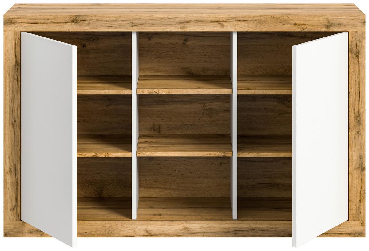 Sideboard Tango Weiß/eiche Dekor B: 80cm - Eiche Wotan/Weiß, Design, Holzwerkstoff (80/130/37cm) - MID.YOU
