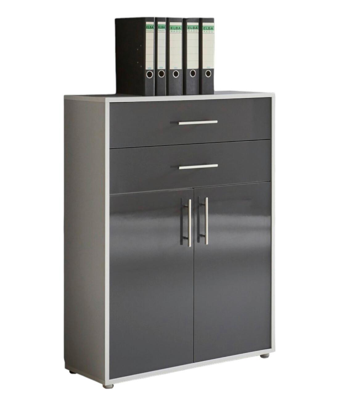 Aktenschrank Office Edition - Anthrazit Hochglanz/Grau, MODERN, Holzwerkstoff (84,5/114/33cm) - MID.YOU