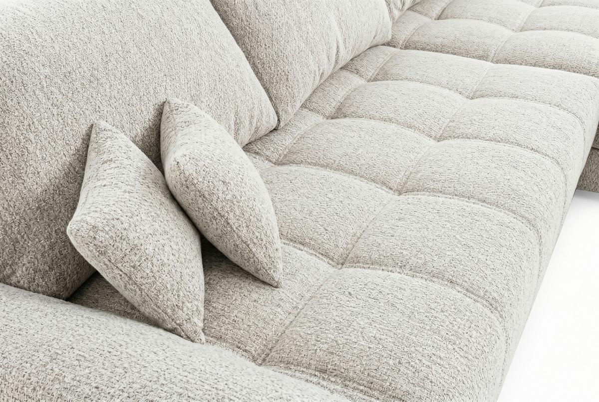 Boxspringecksofa Emil Webstoff creme, S:343x217cm - Creme/Schwarz, ROMANTIK / LANDHAUS, Holzwerkstoff/Textil (343/217cm)