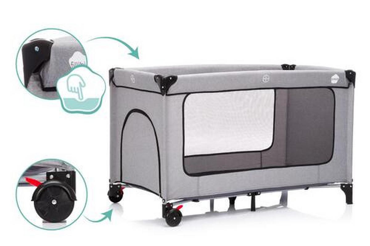 Reisebett Travel Cot Hellgrau Mit Rädern + Transporttasche - Hellgrau, Basics, Kunststoff/Metall (60/120cm) - Fillikid