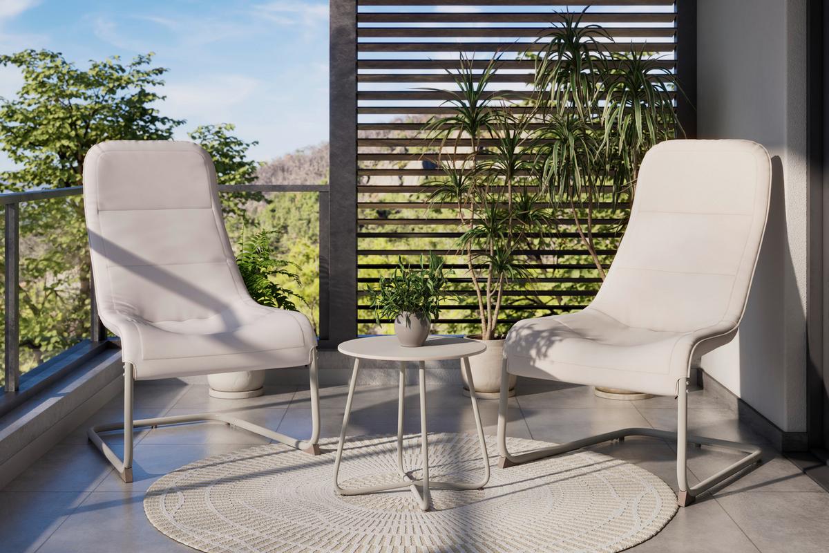 Dining-loungeset San Jose - Beige/Weiß, MODERN, Textil/Metall (67,5/45/106,5/45cm) - Beldano