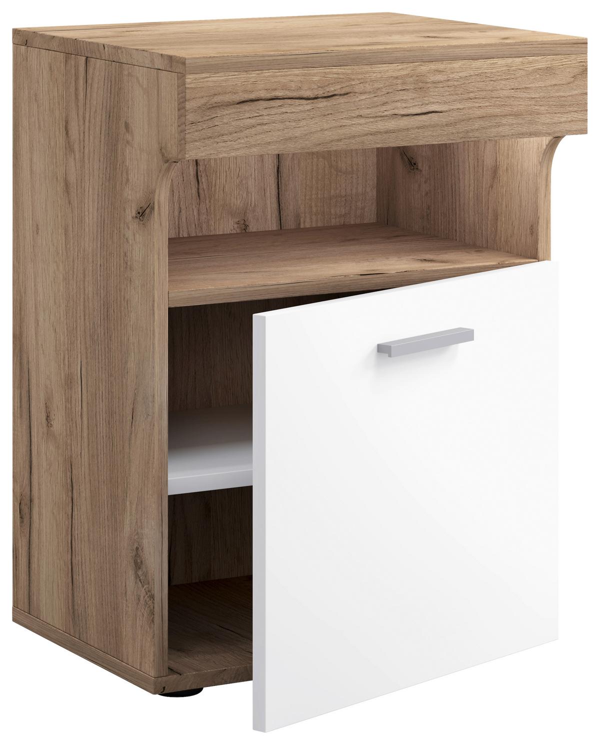 Nachtkästchen Slepal M Honigeiche/Weiss - Honigeiche/Schwarz, MODERN, Holzwerkstoff (45/61/39cm) - MID.YOU