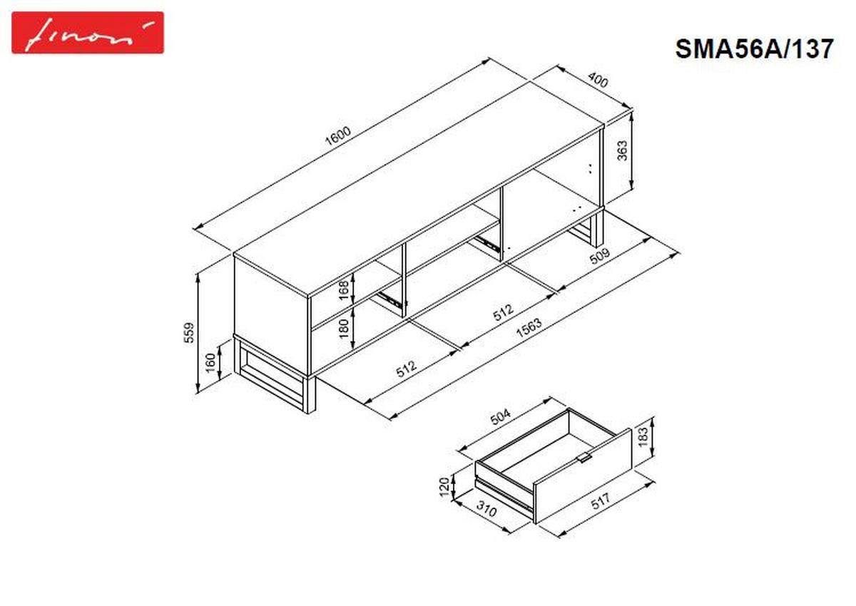 Tv-element Sumatra B: 160 Cm Anthrazit/bambus Dekor - Anthrazit, Design, Holzwerkstoff (160/56/40cm) - MID.YOU