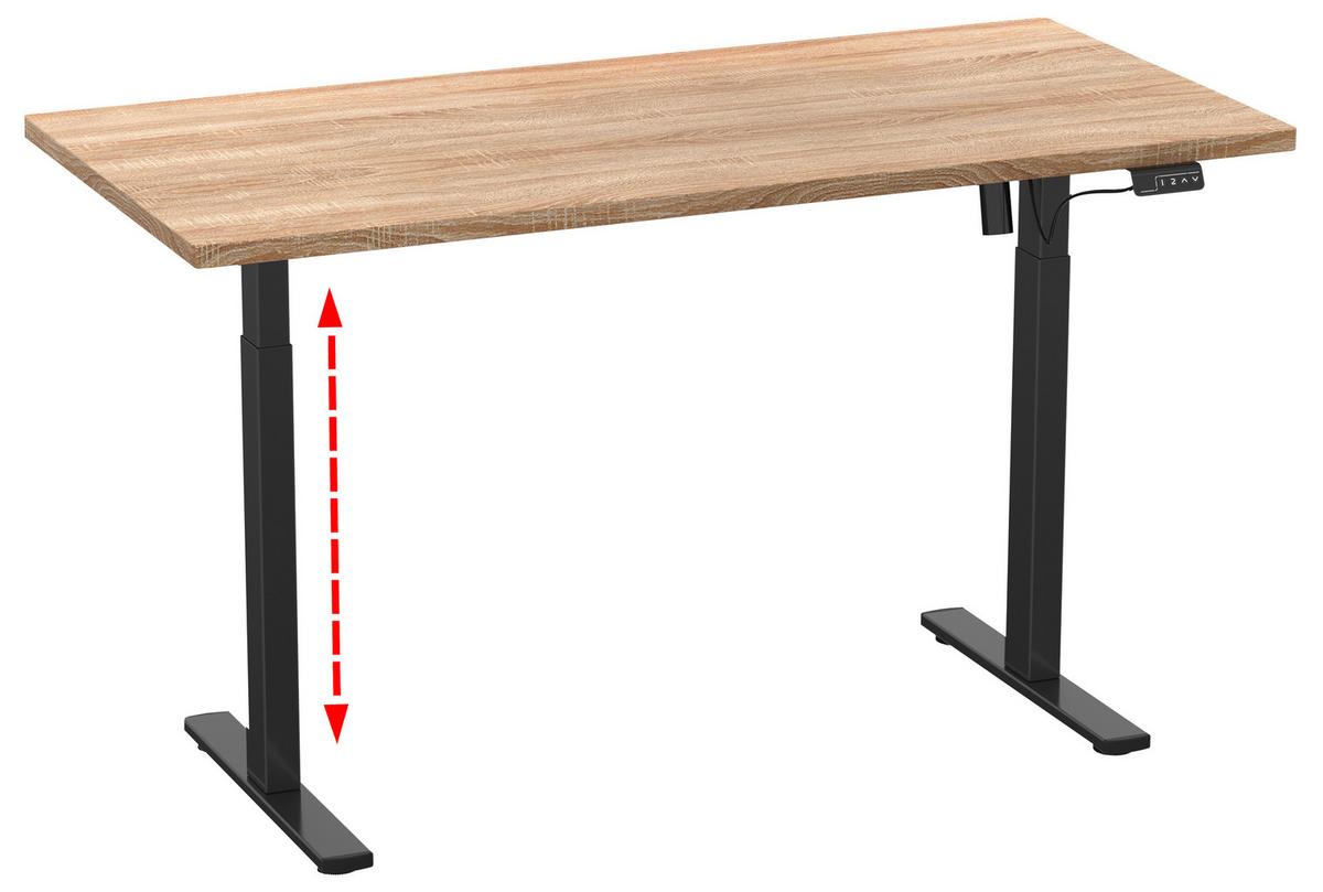 Schreibtisch E-lona Sonoma Eiche B: 50 Cm - Schwarz/Sonoma Eiche, Design, Holzwerkstoff/Metall (110/50/71cm) - MID.YOU