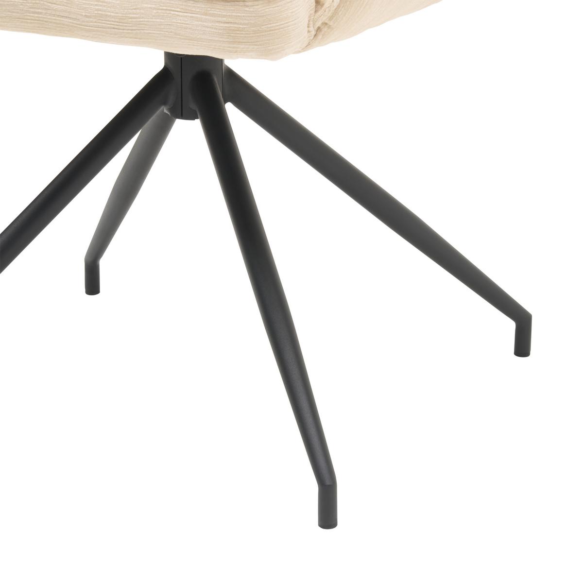 Armlehnstuhl Milena Webstoff Beige, B: 58,5cm - Beige/Schwarz, KONVENTIONELL, Textil/Metall (58,5/86/66cm) - MID.YOU