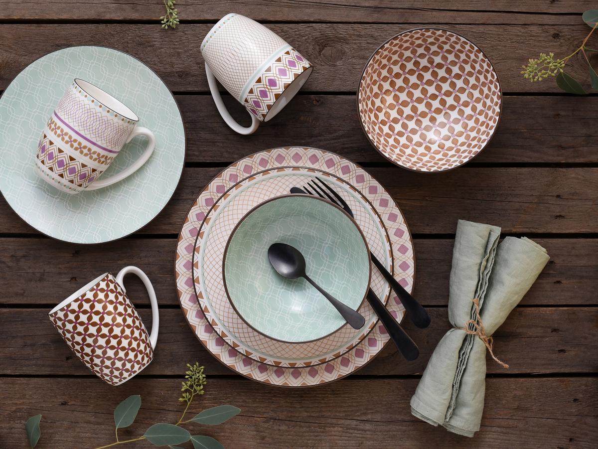 Kombinovaný servis MANDALA, 16-dielna - viacfarebná, Basics, keramika - Creatable
