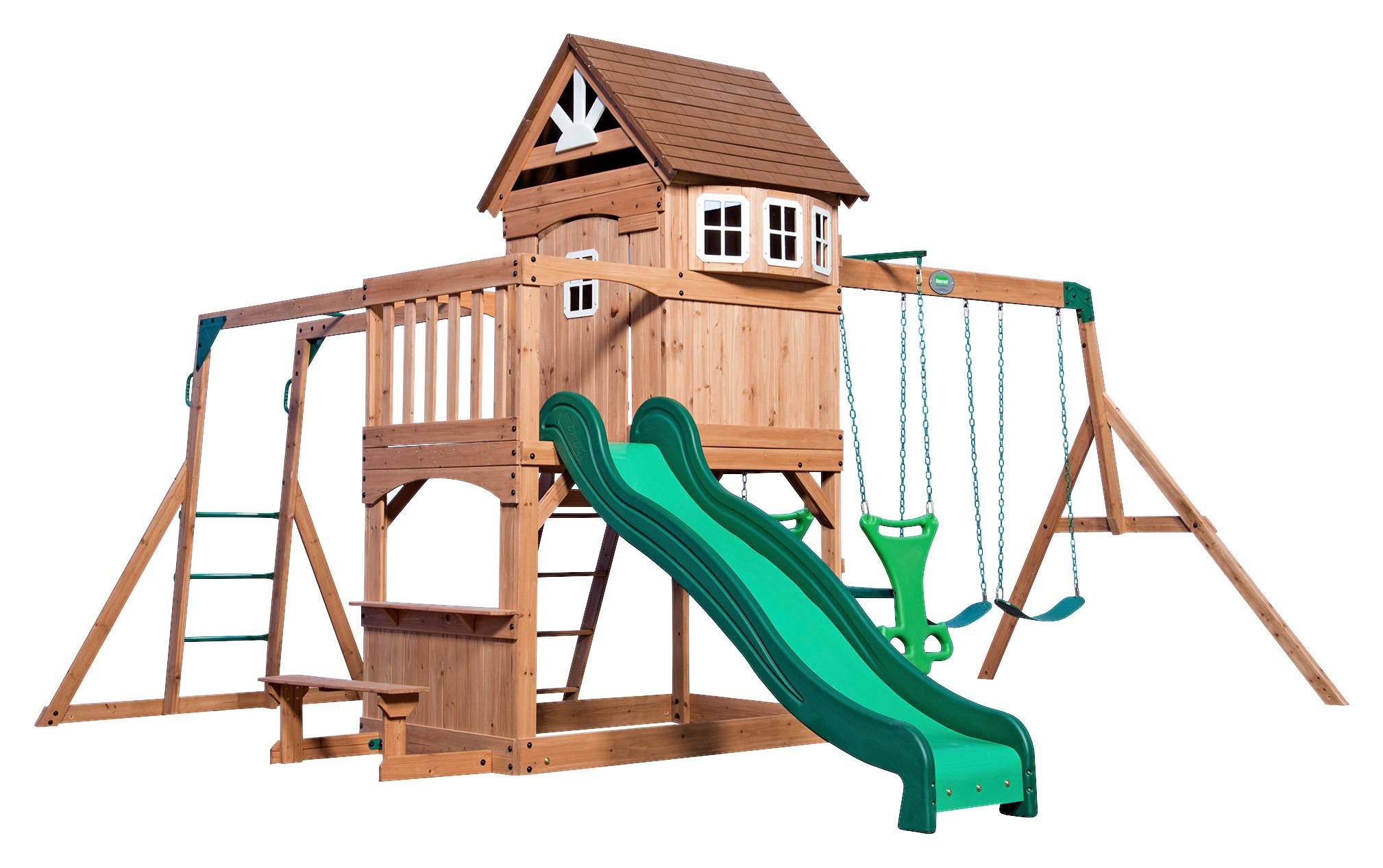 Spielturm Montpelier Braun/grün B: 490 Cm - Braun/Grün, KONVENTIONELL, Holz (490/470/290cm) - Ambia Garden