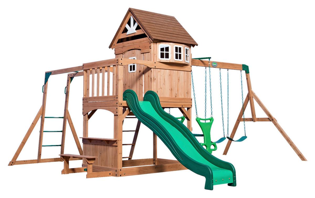 Spielturm Montpelier Braun/grün B: 490 Cm - Braun/Grün, KONVENTIONELL, Holz (490/470/290cm) - Ambia Garden