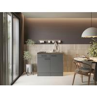 MINIKÜCHE Oliver, Grau B: 100 cm - Grau, Trend, Holzwerkstoff (100cm) - Respekta