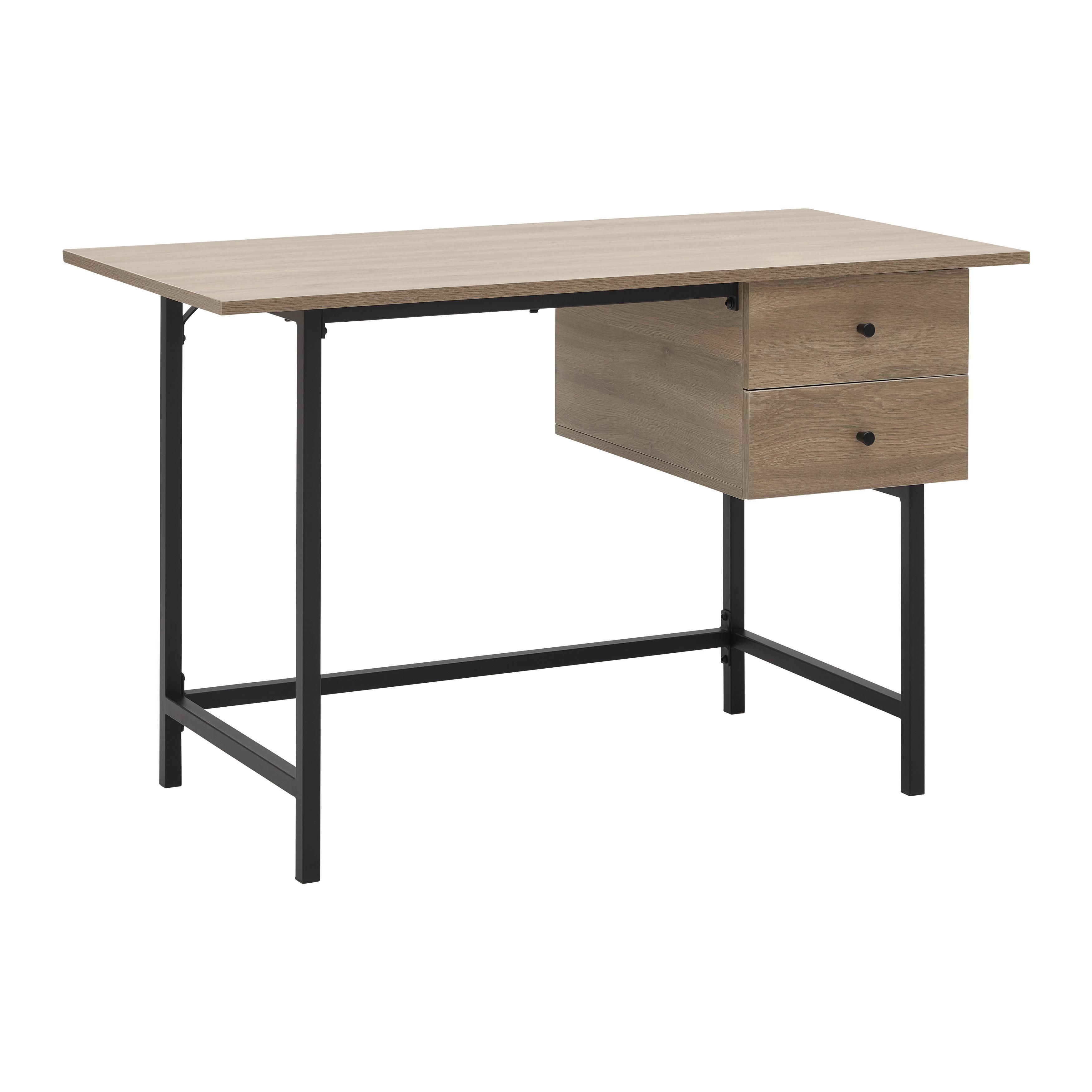 Písací stôl DONETTA 120x60 cm - čierna/farba vlašského orecha, Modern, kov/plast (120/60/75cm) - Bessagi Home