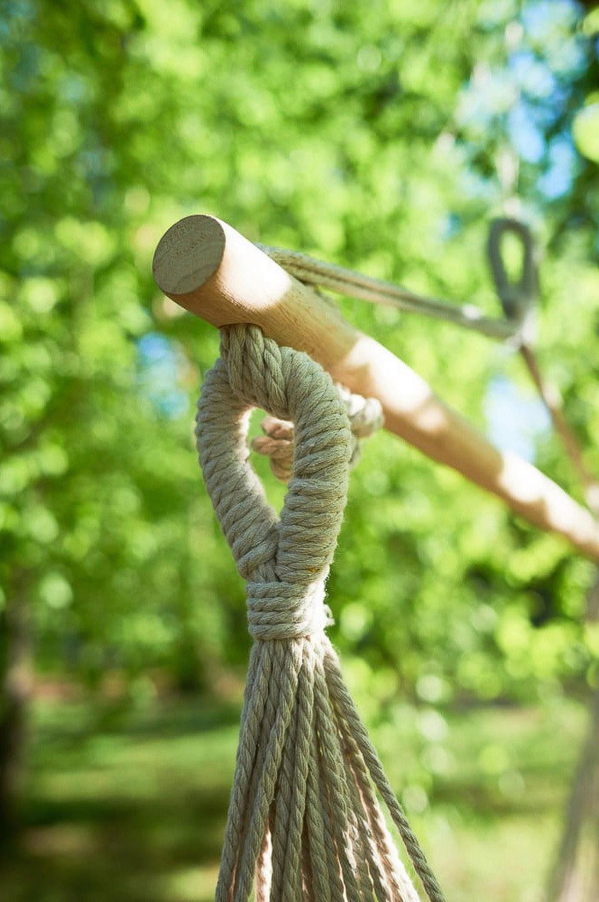 Hängesessel Tobago - Blau/Weiß, Basics, Holz/Kunststoff (65/120/90cm) - Gardenson