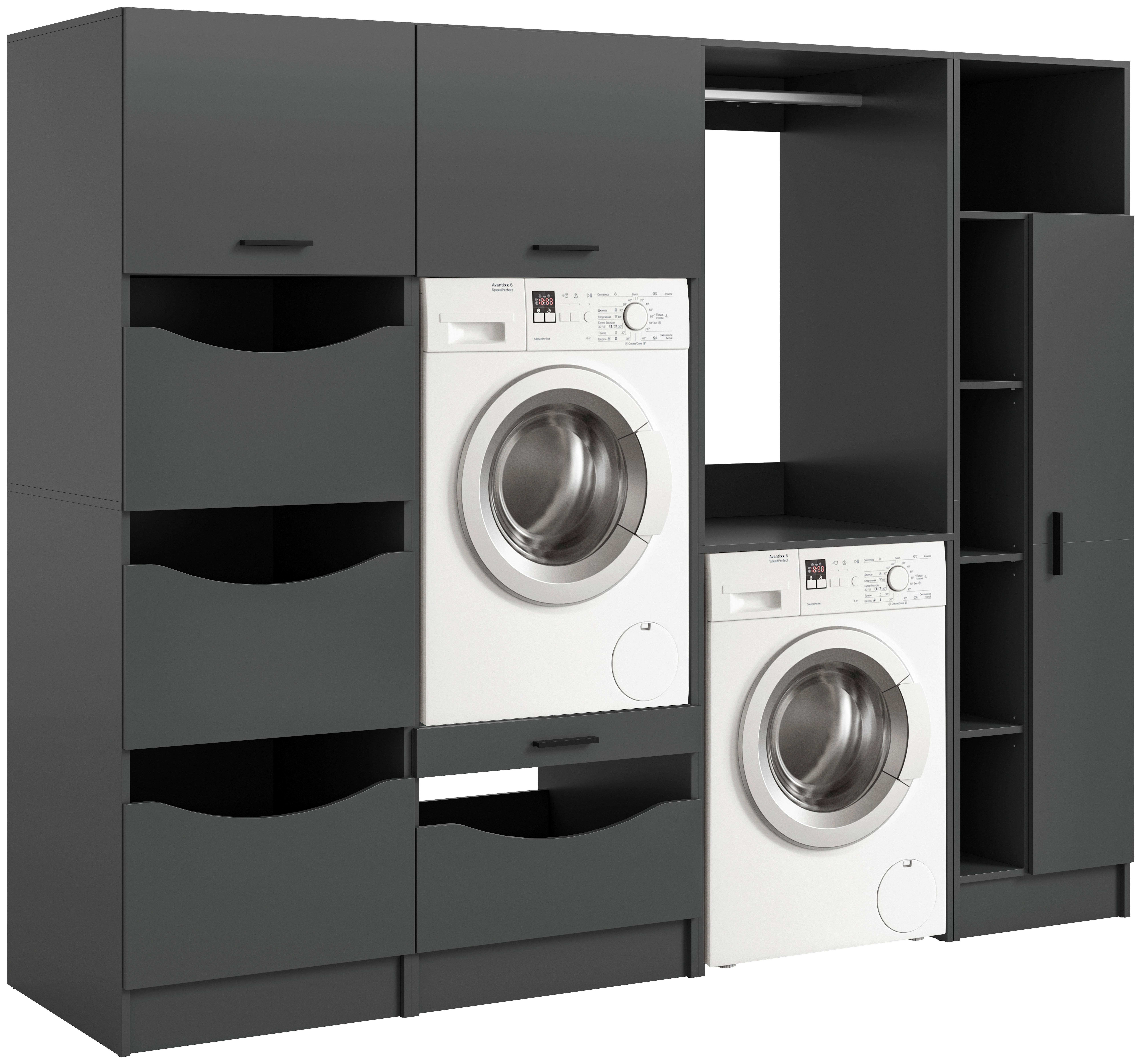 Prádelna Free Antracit - antracitová, Basics, kompozitní dřevo (242/195/68cm) - MID.YOU