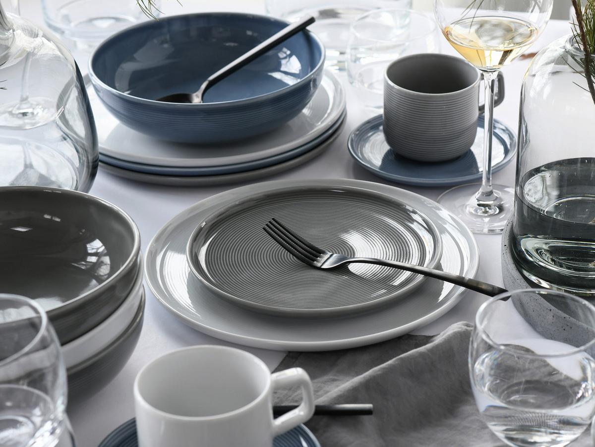 Kombiservice 30-Teilig. Porzellan, multicolor - Graublau/Weiß, Basics, Keramik - Creatable