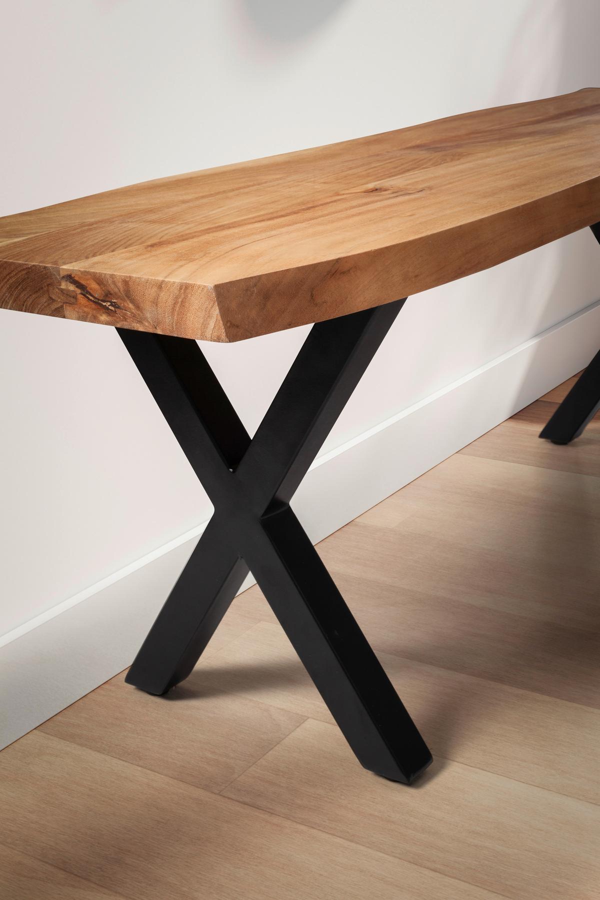 Garderobenbank Garderobenbank - Hellbraun/Schwarz, Design, Holz (120/40/45,5cm) - MID.YOU