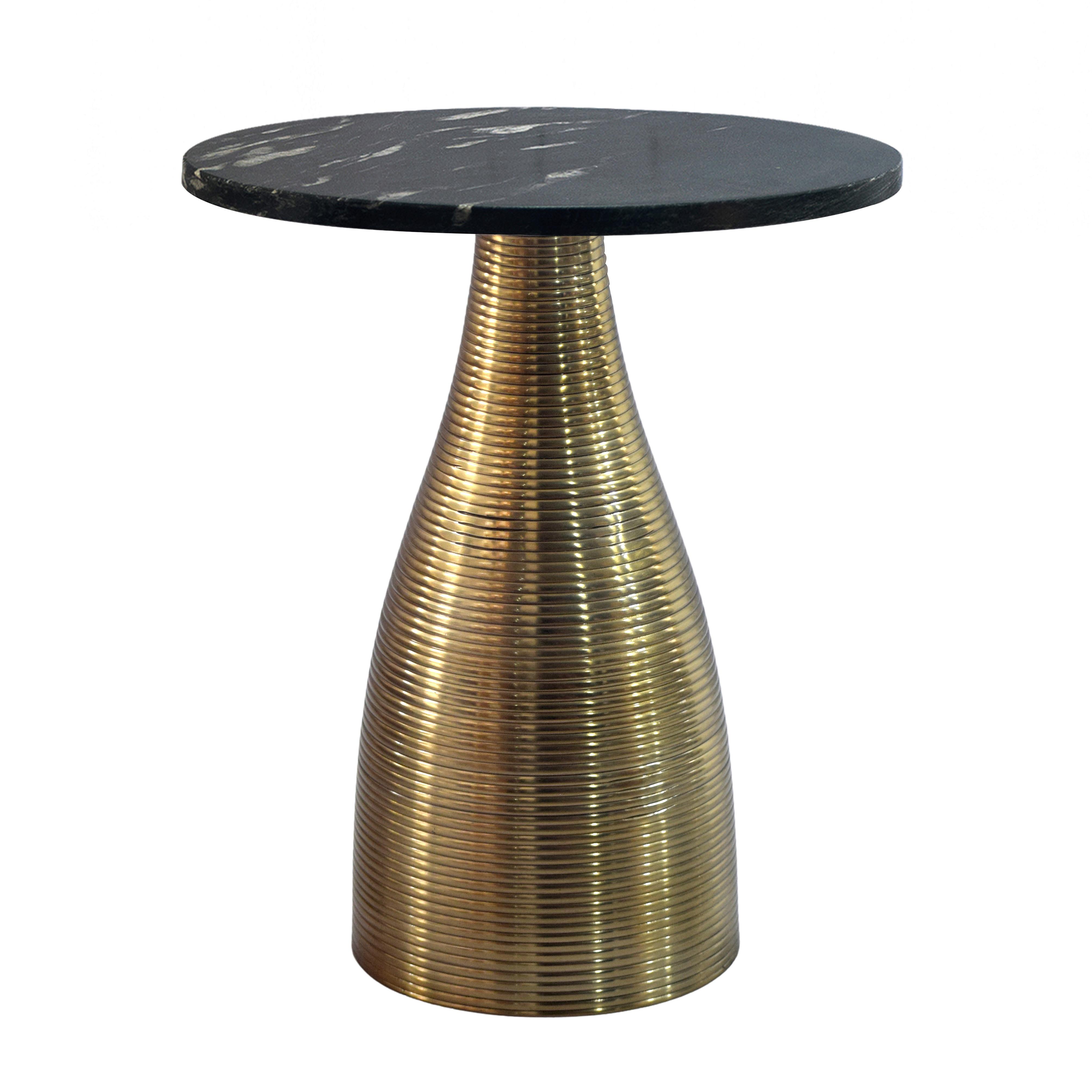 BEISTELLTISCH Schwarz L: 40cm - Goldfarben/Schwarz, Design, Stein/Metall (40/40/48cm) - Livetastic