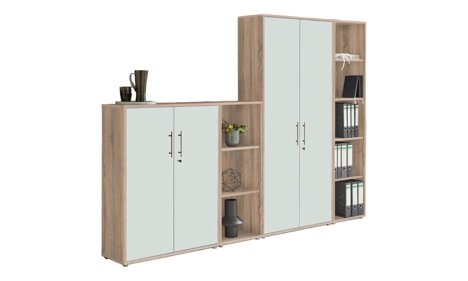 Office Edition B: 257 cm Sonoma Eiche/Weiß - Weiß/Sonoma Eiche, MODERN, Holzwerkstoff (257/186/33cm) - MID.YOU