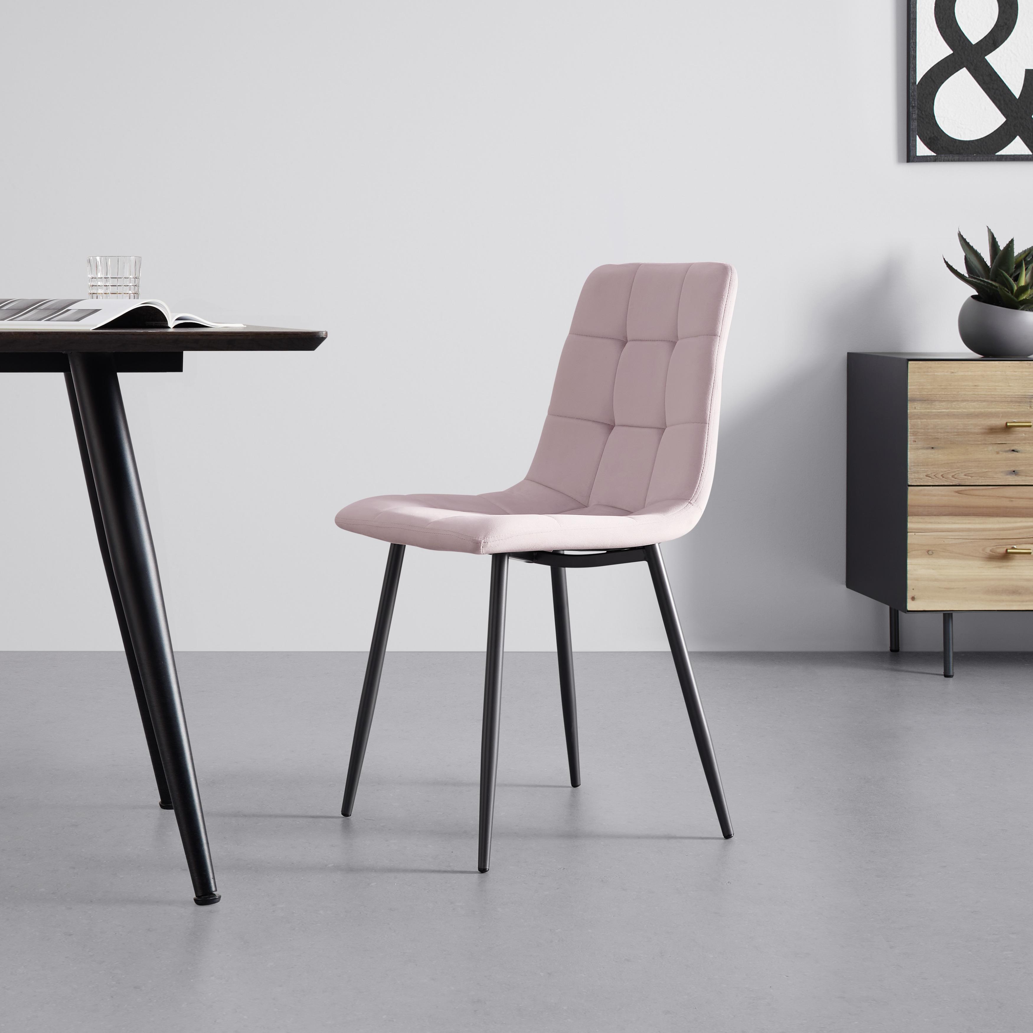 Jídelní Židle Ria Růžová - růžová/černá, Moderní, kov/textil (43,5/87/54cm) - Bessagi Home