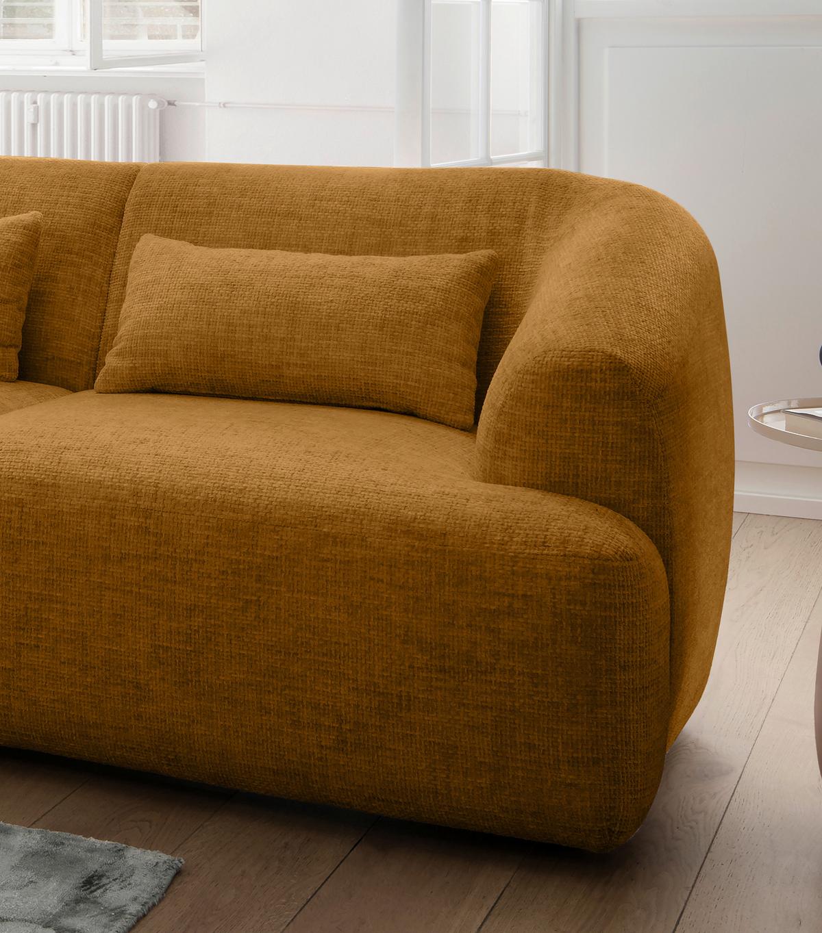 Ecksofa Caponi Goldfarben S: 160x256 Cm - Goldfarben/Schwarz, MODERN, Textil (160/256cm) - Livetastic