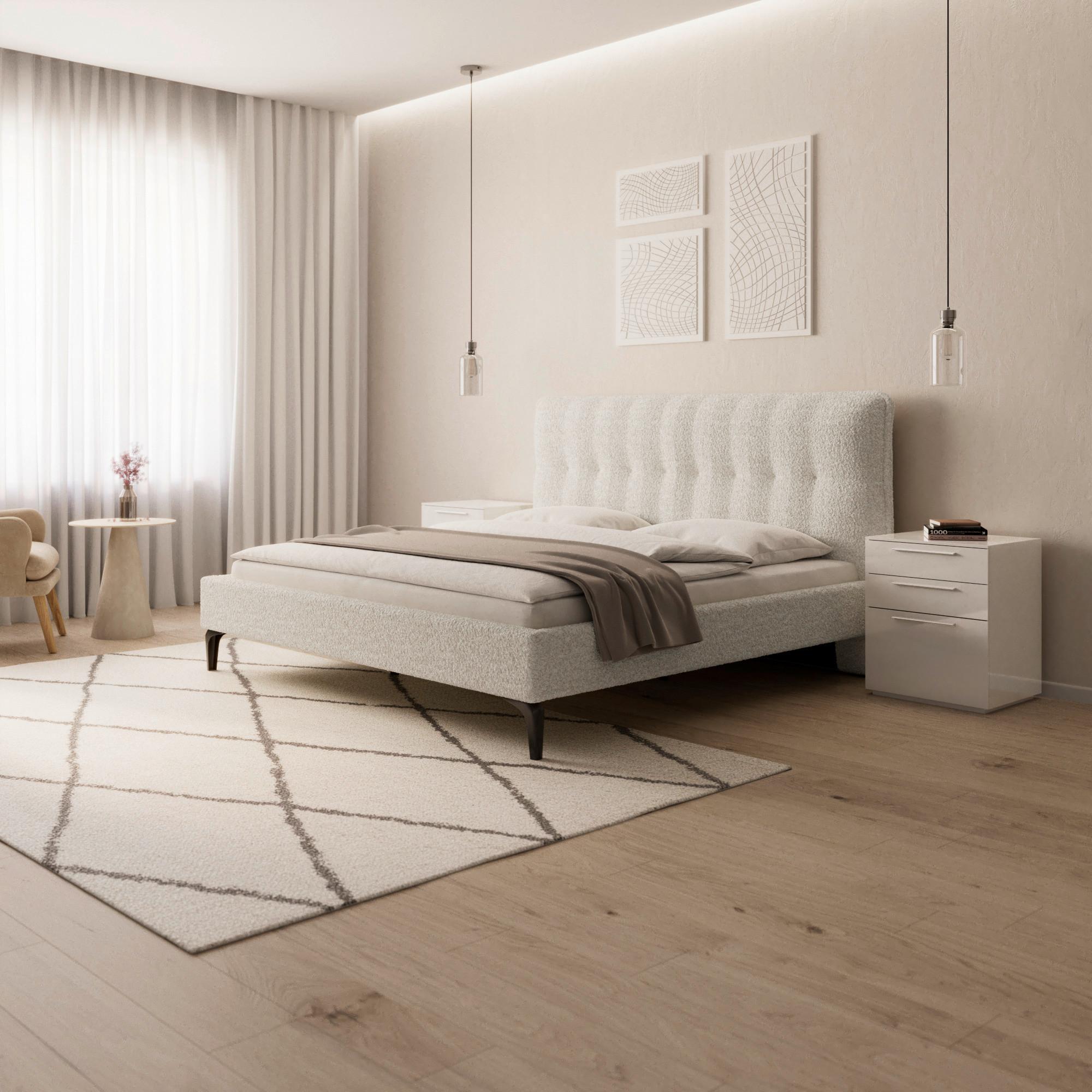 Čalúnená posteľ CLEA 180x200, krémová - svetlohnedá/čierna, Modern, kov/drevo (180/200cm) - Bessagi Home