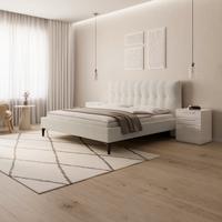 Čalúnená posteľ CLEA 180x200, krémová - svetlohnedá/čierna, Modern, kov/drevo (180/200cm) - Bessagi Home