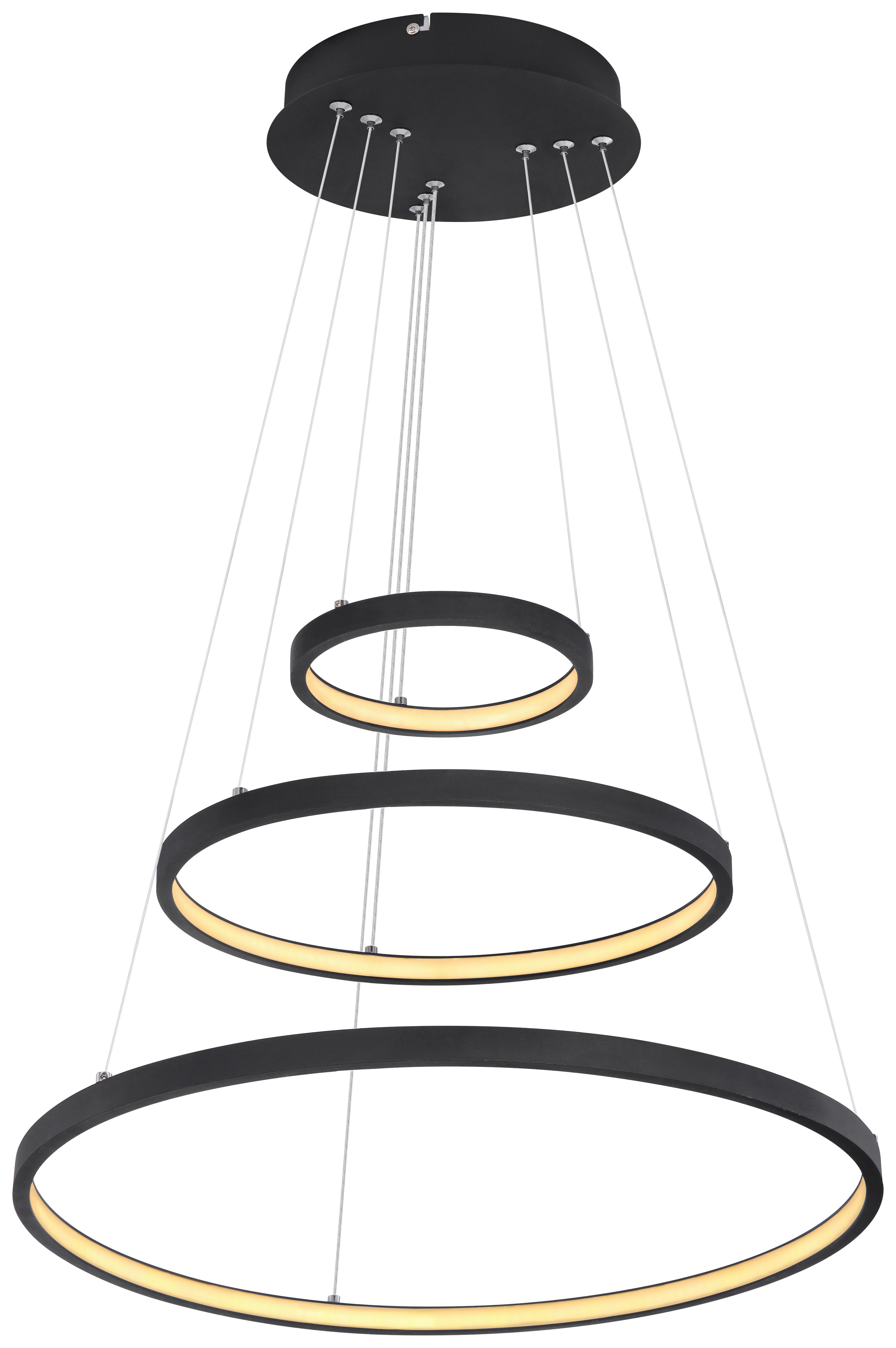 Hängeleuchte Ralph H: 120 Cm 1-Flammig, Memory-Funktion - Opal/Schwarz, Basics, Kunststoff/Metall (51/120cm) - Globo