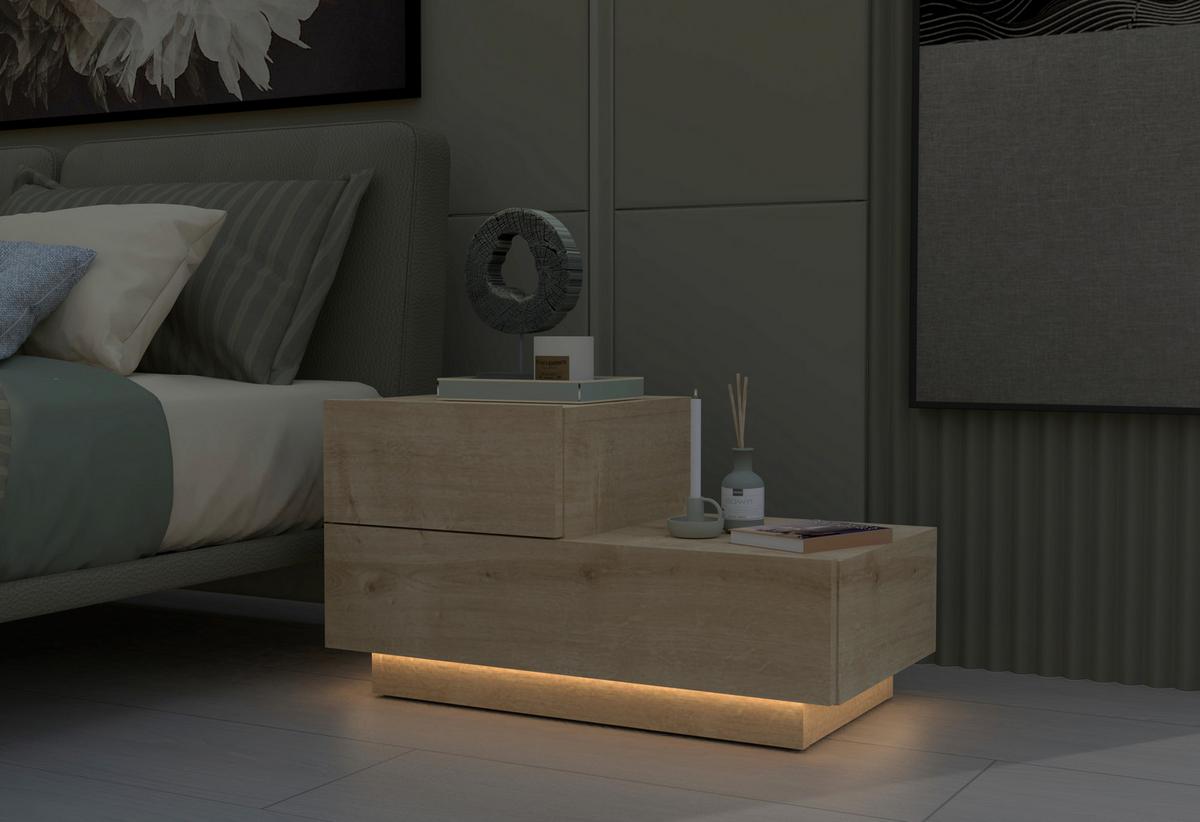 Nachttisch Kayra Eichefarben B: 70cm - Eichefarben, Design, Holzwerkstoff (70/39/30cm) - Livetastic
