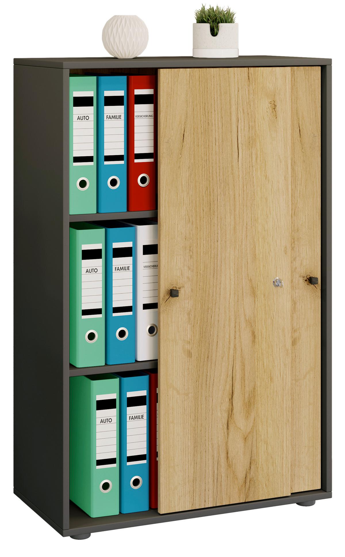 Aktenschrank Lona Anthrazit/Eiche Dekor B: 70cm - Honigeiche/Anthrazit, Design, Holzwerkstoff (70/110/39cm) - MID.YOU