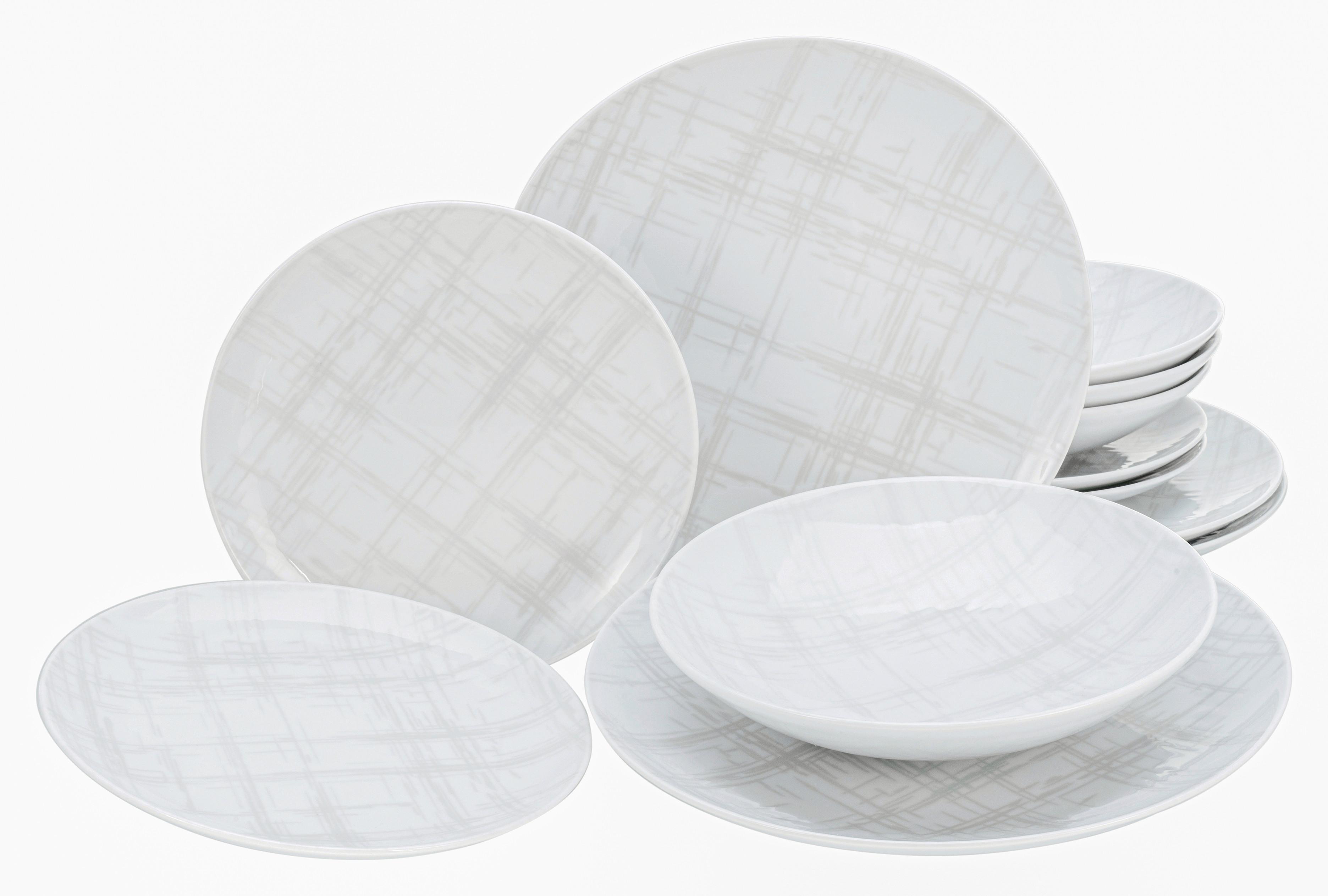 Tafelservice Keramik 4 Personen Geschirr Set - Multicolor/Weiß, Basics, Keramik - Creatable